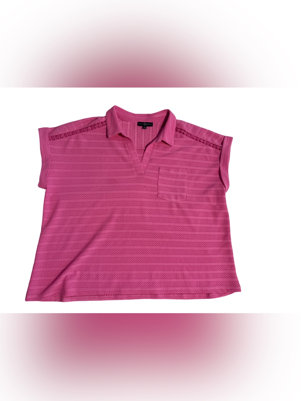 Bright Pink Textured Polo Top